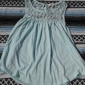 Flower Lace Light Turquoise Tank